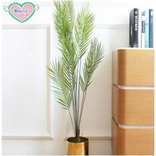 125cm Fake Palm Tree Large Artificial Plants Plastic Tropical Tree Leaves False Monstera Green Palm Leafs For Wedding Home Decor