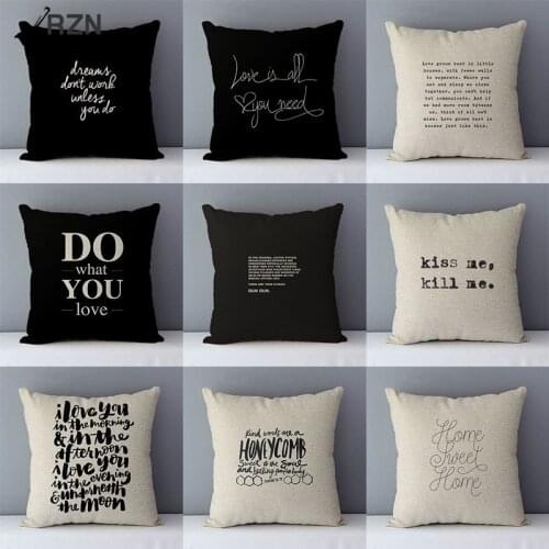 Quality home decorative pillow cover 45x45cm cotton linen couch cushion cover, DO what you love printed creative phrase QX-D5