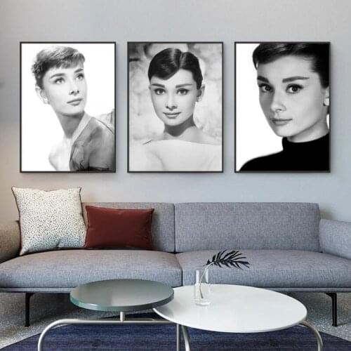 Audrey Hepburn Potrait Canvas Painting Wall Art Modular Wall Pictures Hepburn Makeup Poster and Prints for Licing Room Decor