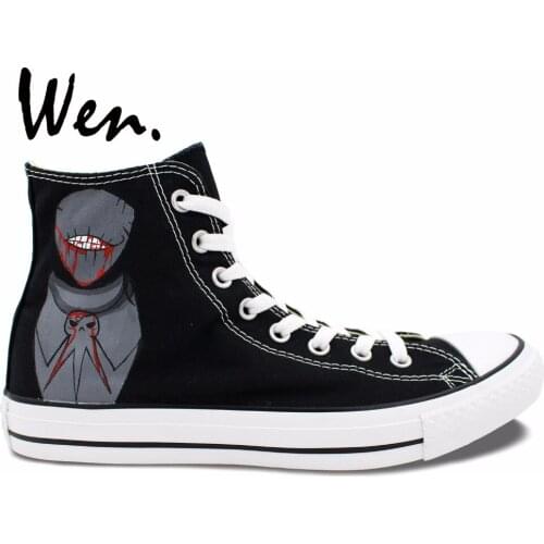 Wen Design Custom Hand Painted Sneakers Soul Eater Death the Kid Anime Men Womens High Top Black Canvas Shoes