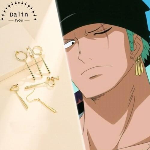 One Piece Cartoon Earrings Ear Clips Roronoa Zoro No Need To Pierce Anime Peripheral Role Playing Metal Accessories Jewelry Gift