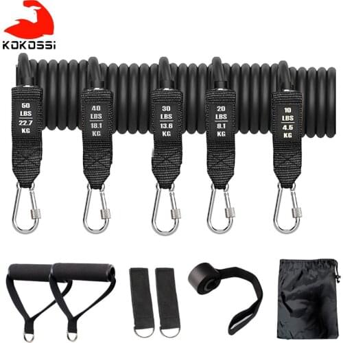 KoKossi 11Pcs/Set 150LBS/200LBS Resistance Bands Body Building Muscle Strength Fitness Equipment Training Workout Gym Pull Rope