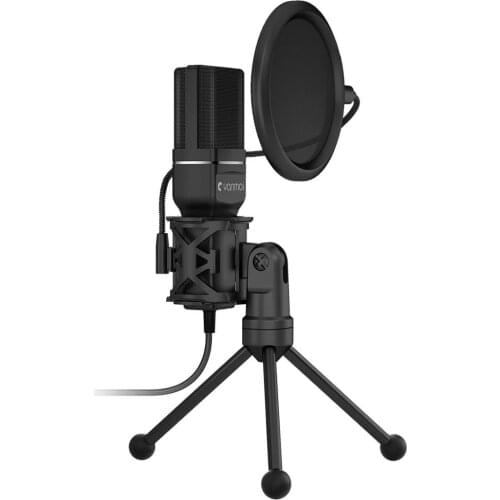 Computer Game Recording Condenser Microphone with Pop Filter Tripod Stand Desktop Mic Kit 1.4m Length Cable