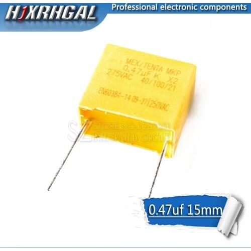 10pcs 470nF capacitor X2 capacitor 275VAC Pitch 15mm X2 Polypropylene film capacitor 0.47uF hjxrhgal