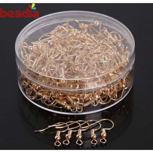 Box Dia 6.5cm*Height 2.3cm Size 20*22mm 200pcs/bag KCGold&Silver&Rhodium Box Packaging Fish ear hook For DIY Jewelry Findings