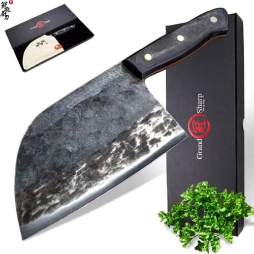 Handmade Forged Chef Knife Clad Steel Forged Chinese Cleaver Professional Kitchen Knives Meat Vegetables Slicing Tools Gift Box