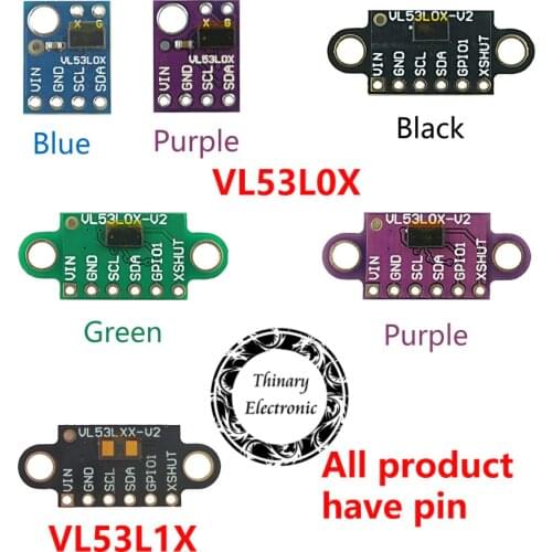 VL53L0X Time-of-Flight (ToF) Laser Ranging Sensor Breakout 940nm GY-VL53L0XV2 Laser Distance Module I2C IIC 3.3V/5V And VL53L1X