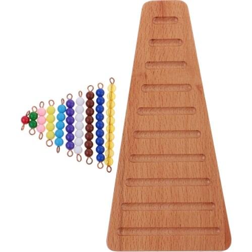 Montessori Math Materials Colored Bead Stairs with Tray Early Education Learning Training Toys Kids Intelligence Development
