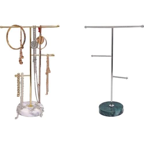 Marble Jewelry Rack Creative Electroplated Iron Storage Bedroom Dressing Room Decoration Rack Finishing Rack