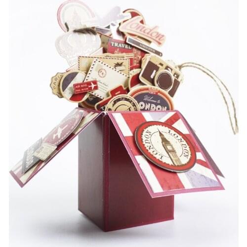 Eno Greeting Eno Greeting Vintage 3d Card In A Box Making Kit,Retro London&Paris Travel Pop Up Card Box