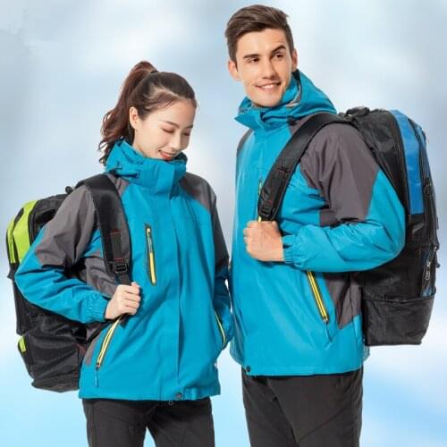 New Winter Hiking jackets Outdoor Men Women Detachable Two-piece set thick warm windproof Hooded Windbreaker outerwear clothing