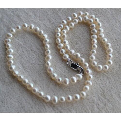 Charming Real Pearl Jewelry, White Small Pearl 4-5mm Genuine Freshwater Pearl Necklace 16'' Baby Girls Jewelry,Wedding Necklace