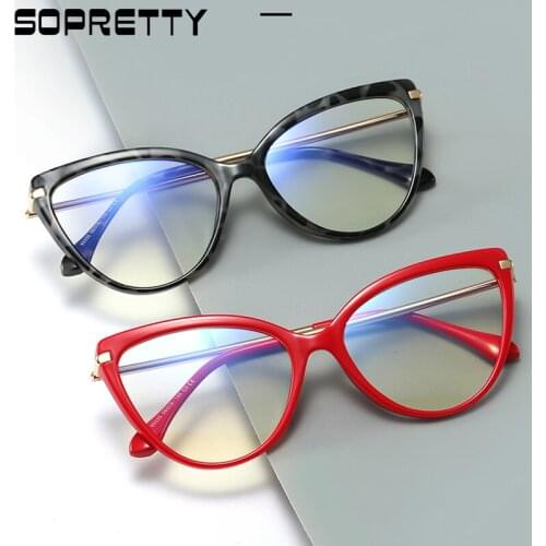Retro Cat-Eye Frame Female TR90 Spring Metal Legs Anti-blue Light Eyeglasses ,Women Myopia Prescription Glasses Frames F93335