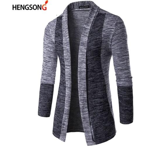 Autumn Men Harajuku Patchwork Knitting Jackets Slim Casual Open Stitch Jackets Fashion Male Outerwear