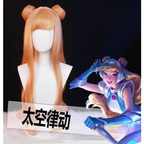 Luxanna Crownguard LOL Lux The Lady of Luminosity Cosplay Wig Heat Resistant Synthetic Long Orange Hair Wigs+ Free Wig Cap