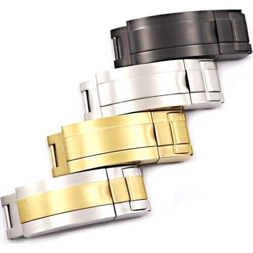 Rolamy 9mm x 9mm Watch buckle Solid Metal Steel Watch Band Accessories Glide Flip Lock Deployment Clasp Buckle For Rolex Deepsea