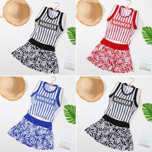 2021 Split Swimsuit New Fashion Striped Boxer Skirt Two-piece Swimming Pool Swimsuit Bikini