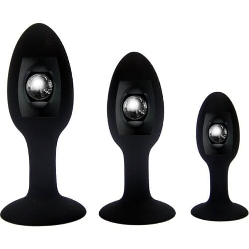 Silicone anal butt plug dual beads stimulation inner bouncy metal ball enhance contractility prostate massage dildo Sex toy