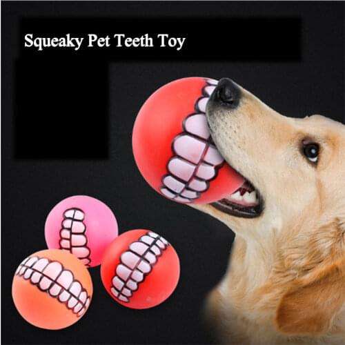 Funny Pet Dog Toys Puppy Cat Ball Teeth PVC Chew Sound Dogs Play Fetching Squeeze Squeak RubberToys for Small Large Dogs