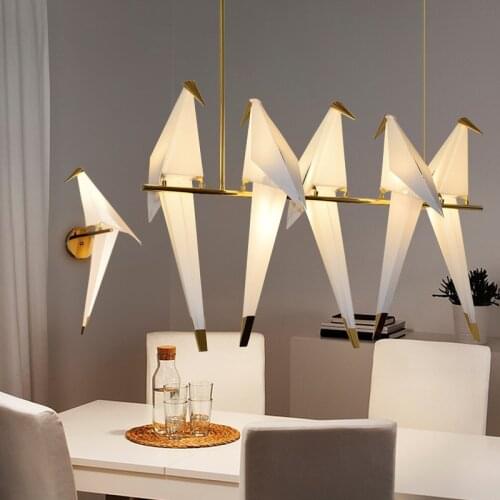 Modern Paper Crane birds Hanging lamps Vintage Chandeliers Restaurant Living Dining Childrens Room LED Bird Design Pendant Lamp