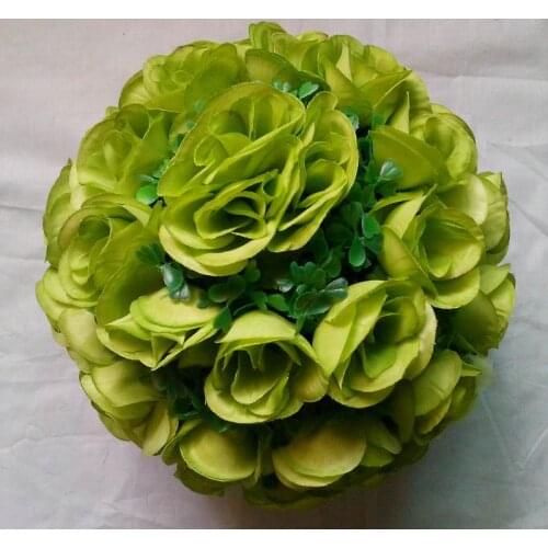 SPR 15cm plastic center with green leaves kissing wedding ball-coffee/brown