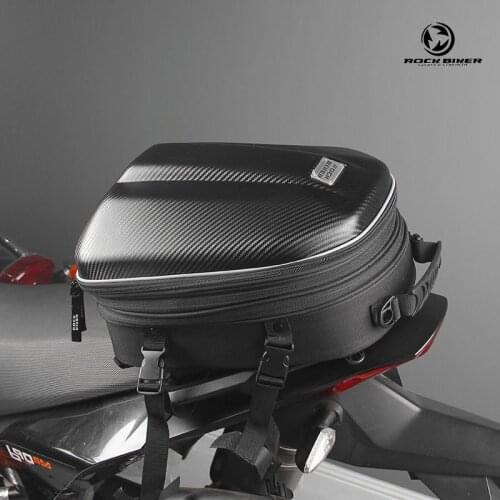 Rock Biker Carbon Fiber Soft Shell Motorcycle Tail Bag Waterproof Motorbike Rear Back Seat Bags Motorcycle Backpack Bag Luggage