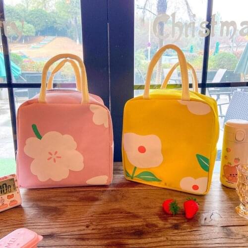 Lunch Bag Portable Zipper Lunch Bags Reusable Creative Canvas Bento Handbag for Picnic Food Storage Bags Lunch Box Tote