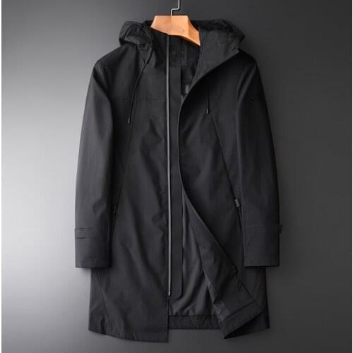 Windbreaker Autumn And Winter New Fashion Trend Slim Fit Jackets Men Jaqueta Masculina Medium Long Hooded Trench Coat