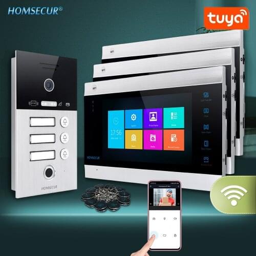 HOMSECUR 7" WIFI Video Door Entry Security Intercom 1.3MP For 3 Families/Houses BC131HD-3S+BM705WF-B