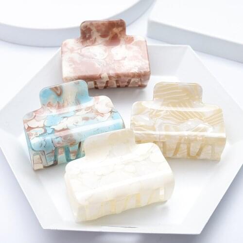 Vintage Acetate Sheet Hair Clip Medium Clip Color Printing Geometric Square Womens Grab Clip Hairpin Hair Accessories