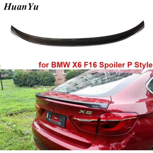 X6 Series F16 Rear Trunk Spoiler for BMW Carbon Fiber Boot Lip Wings P Style Ducktail 2014 2015 2016 2017