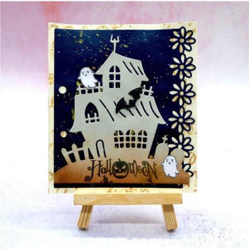 YaMinSanNiO Halloween Castle Metal Cutting Dies with Bat for Card Making Scrapbooking Dies Embossing Cuts Stencil Craft 2019
