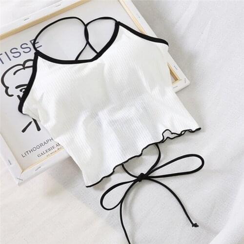 2020 Summer Halter Tops Women Simple Backless Bandage Sexy Cropped Tops Women Solid Color New Fashion Underwear Tops