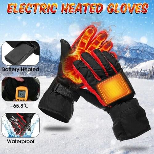 Winter Ski Outdoor Heating Gloves USB Recharge Heated Gloves Cycling Motorcycle Warmer Electric Gloves Waterproof Battery Box