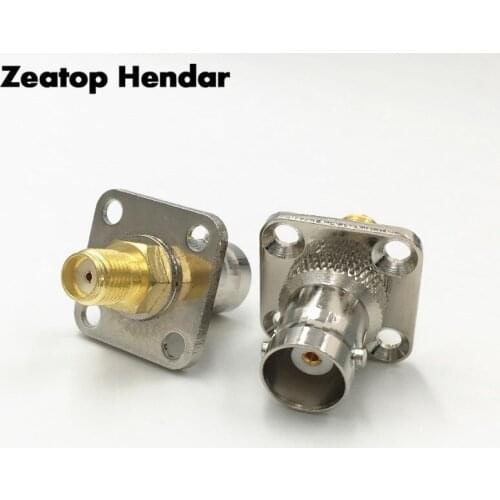 1Pcs Brass BNC Female Jack to SMA Female Plug SMA / BNC F/F with 4 Hole Flange Mount Adapter Connector
