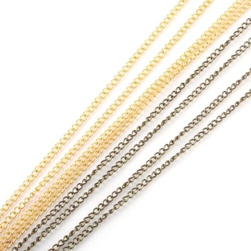 10M Antique Bronze Gold Plated Metal Open Link Bulk Necklace Chains For Jewelry DIY Bracelet Making Findings Materials Materials