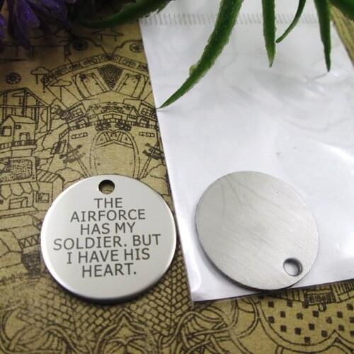 10pcs--"THE AIRFORCE HAS MY SOLDIER. BUT I HAV..."stainless steel charms 5 styles for choosing DIY Charms for necklace bracelets