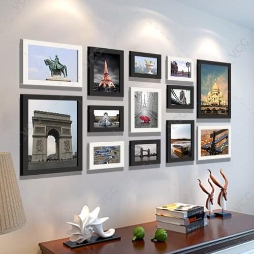 13Pcs Classic Natural Wooden Picture Frames For Wall Hanging,Wall Art Wood Frame For Home Decoration Photos Frame Photo Decor