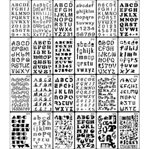 24pcs/set Alphabet Letters Drawing Template Stencil Painting Embossing Scrapbook