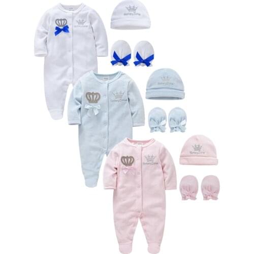 3Pcs Winter Baby Clothes For Girl Boy Cotton Long Sleeve Ropa De Bebe New Clothing Pijamas bebe Fashion 0-12M Baby Rompers Set