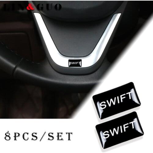 8pcs Car styling Steering wheel 3D small Emblem Sticker Wheel Decal Fit for SUZUKI SWIFT Car Sticker