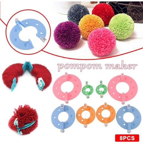 8PCS DIY needlework Pompon Set 8pcs Appareil Bommel Pompom Maker Clover Fluff Ball Weaver Needle Craft Knitting Tool