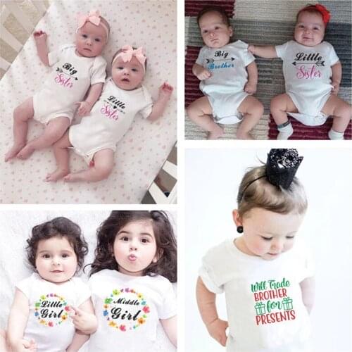 Sibling Matching Outfits Big Brother Little Brother Sisters T Shirt Set Christmas Halloween Birthday Kids Baby Boy Girl Clothes
