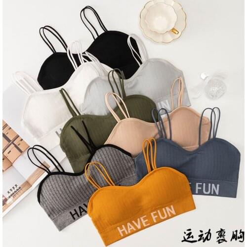 3D Sexy Lingerie Seamless Sport Bra Backless Strapless Top Bra Push Up Bralette Brassiere Women Underwear letters wrap girl vest