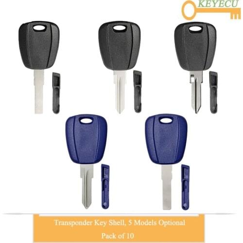 KEYECU 10 Pieces/Lot, Uncut New Transponder Ignition Car Key Shell Case for Fiat Punto Doblo Bravo 500 Ducato Stilo Seicento
