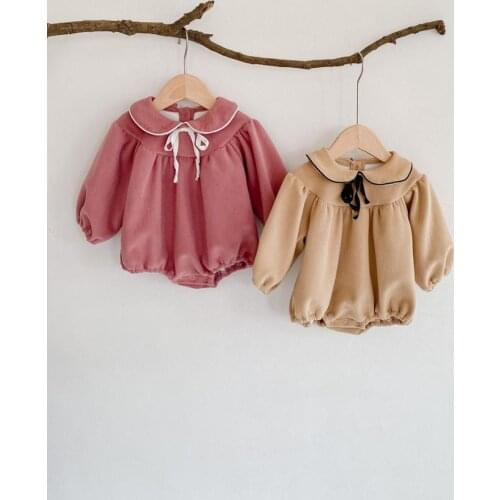 Toddler Baby Romper Winter Fleece Baby Girls Boys Clothes Newborn Baby Onesie Velvet Infant Girls Jumpsuit Doll Collar Overalls