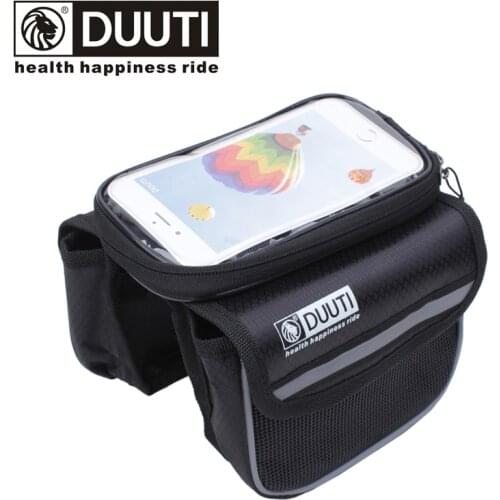 DUUTI Cycling Mountain Road Bike Bag Bicycle Frame Tube Panniers Waterproof Touchscreen Phone Case Reflective High Capacity Bag