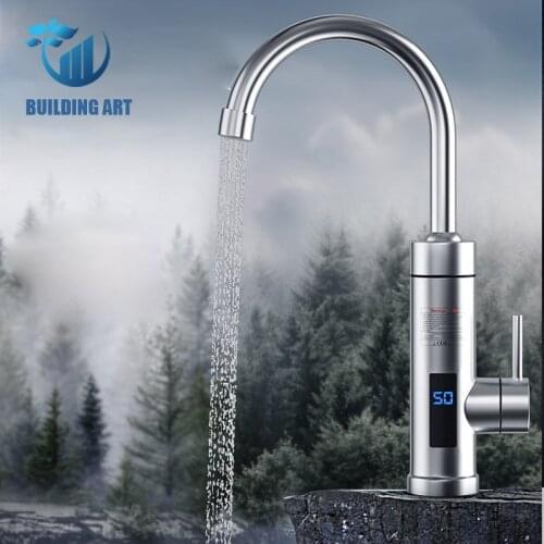 Kitchen Stainless Steel Electric Hot Water Faucet Instant Hot /Cold Water Faucet Bathroom Sink Faucetes Taps Washbasin Faucet