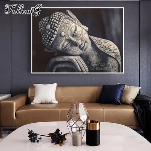 FULLCANG Buddha icon culture 5d diy diamond painting cross stitch full square round drill rhinestone embroidery kits FG0198