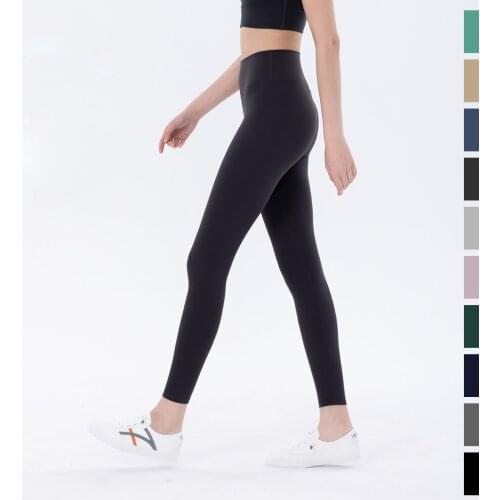 New Yoga Pants Women Lulu Nude Nylon High Waist Fitness Pants Running Sports Seamless Leggings Tights Push Up Sweatpants trouser